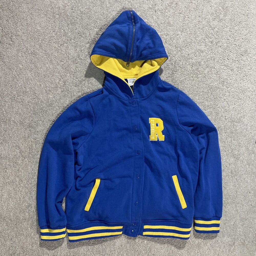 Riverdale Cheerleader Hooded Varsity Jacket Women's Size 2XL Royal Blue Yellow